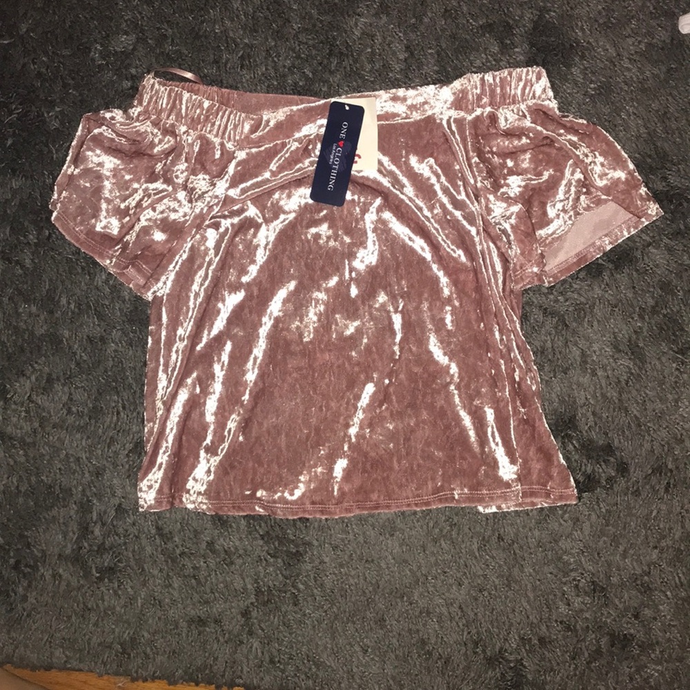 Off the shoulder pink velvet top